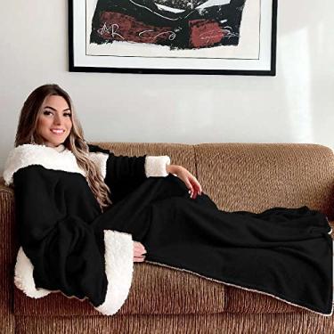 Imagem de Cobertor com Manga Sherpa Quentinho Casa Dona (Preto)