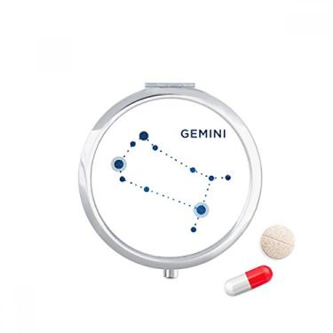 Imagem de Caixa de comprimidos com símbolo de constelação Gemini do zodíaco com bolso para remédios
