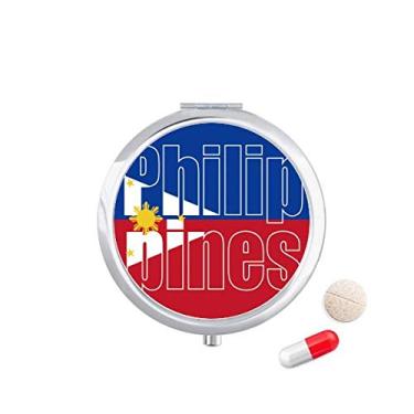 Imagem de Caixa de comprimidos com nome da bandeira do país das Filipinas, recipiente de armazenamento de medicamentos