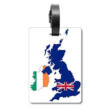 Imagem de Mapa da Grã-Bretanha Bandeira Irlanda País Reino Unido Bolsa de Mala Etiqueta Etiqueta de Bagagem Etiqueta de Bordado Pendurado