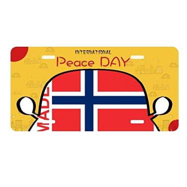 Imagem de DIYthinker Placa de licença Made in Norway Country Love para decoração de carro, dia da paz