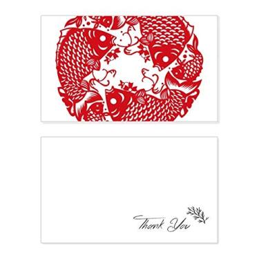 Imagem de Cartão de agradecimento festivo de peixe de corte de papel de aniversário, agradecimento de casamento