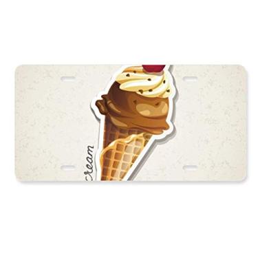 Imagem de DIYthinker Placa de licença de chocolate cereja doce sorvete cone decoração aço inoxidável automóvel