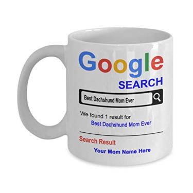 Imagem de Caneca personalizada Dachshund Mom - Presentes Dachshund Mom - Nome personalizado da mamãe - Presentes do Dia das Mães - Caneca de café de 325 ml