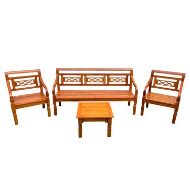 Imagem de Kit Jogo de Banco Com Mesa de Centro em Madeira de Demolição Modelo X Sudeste Rústico