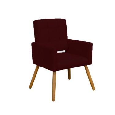 Imagem de Poltrona Cadeira Camila Clinica Escritório Recepção Consultório Suede Vermelho Bordô - LM DECOR