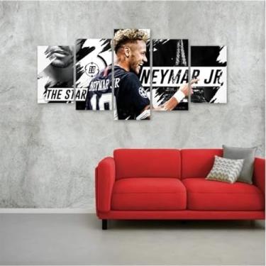 Imagem de Quadros decorativo mosaico 5 peças Neymar Jr Menino Ney