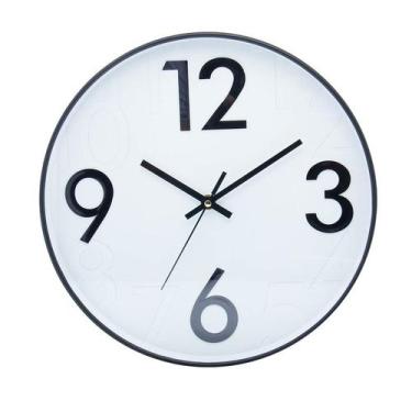 Imagem de Relógio Parede Plástico Donum Branco Preto 30,5X4 Cm Lyor