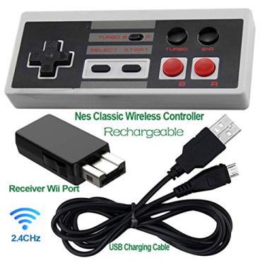 Imagem de 2 Pack Rechargeable NES Classic Mini Wireless Controller -TURBO/HOME EDITION-Rapid Buttons Edition for Nes Wii Gaming System with 2.4G Wireless Receiver(2020 Upgraded)