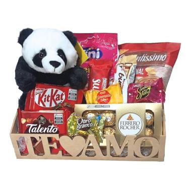 Imagem de Cesta Presente Urso Panda Pelúcia Bichinhos Aniversário, Fini, Bombons