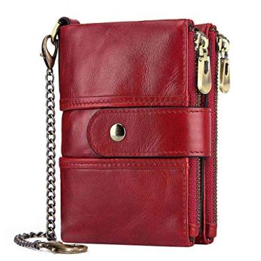 Imagem de HARPIMER Carteira feminina de couro com bloqueio de RFID, bolsas femininas com bolso para moedas, 16 porta-cartões (vermelha), Vermelho, L