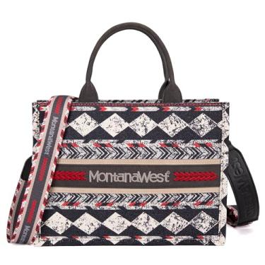 Imagem de Wrangler Bolsa feminina bolsa de mão asteca bolsas ocidentais bolsa de ombro boho, Impressão de tinta média, Medium