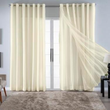 Imagem de Cortina de Voil Liso Forro Microfibra Voal Tecido Sala Quarto Porta Janela (PALHA, 6 METROS)