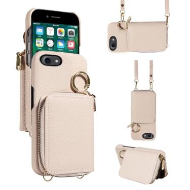 Imagem de Furiet Capa carteira para iPhone 7/8/SE 2020/2022 com alça de ombro, fivela de zíper, bolsa de órgão, capa de telefone para iPhone7 iPhone8 7s 8s i SE2020 SE2022 2/2nd/3/3ª geração SE2 SE3 7SE 8SE