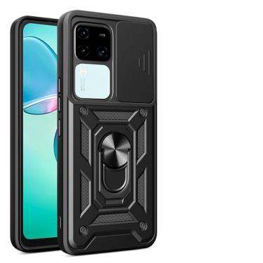 Imagem de Kukoufey Capa compatível com Vivo V30 5G, com capa de lente de câmera deslizante compatível com Vivo V30 Pro 5G V2319 V2318 capa preta