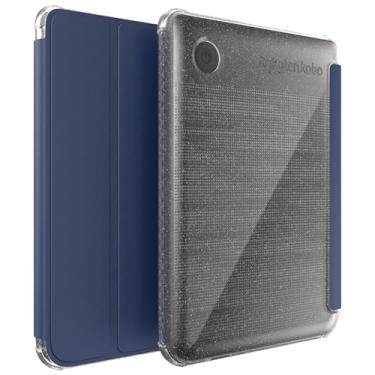 Imagem de TUDIA SKN Capa flip projetada para Kobo Clara Color/BW (2024) - [Tecnologia Auto Wake/Sleep] Capa protetora de TPU transparente à prova de choque fina com três dobras de couro macio e macio - Azul