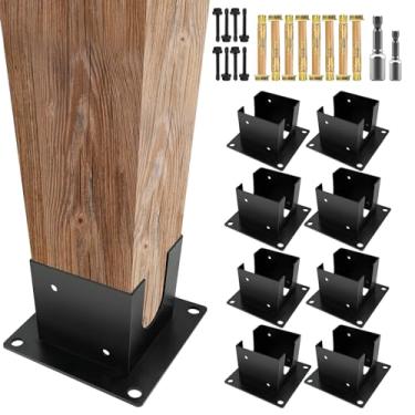 Imagem de VoTwoofv Base de âncora, base de poste de cerca de madeira de concreto para 10 cm x 10 cm (real: 8,9 cm x 8,9 cm) madeira, freios de piso de pérgola para poste de deck, poste de cerca, poste de