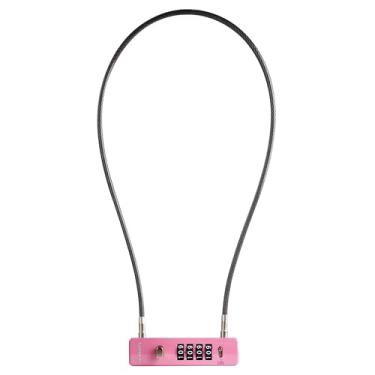 Imagem de UP Security Trava de cabo longo com trava de combinação, travas em U de segurança antifurto para motocicletas, barcos, bicicletas e scooters, com estrutura de metal durável e cabo de aço (rosa, cabo