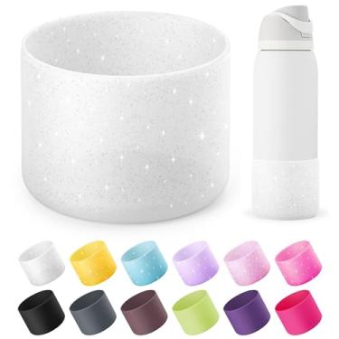 Imagem de Diumepo Bota de silicone para garrafa de água Owala 1,134 g, capa protetora antiderrapante para garrafa de água de aço inoxidável Owala Twist & FreeSip & Flip, base inferior da bota (branco brilhante)