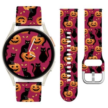 Imagem de Watbro Pulseira de relógio de Halloween compatível com Samsung Galaxy Watch 7/FE/6/5/4 com pingentes, pulseira esportiva de silicone macio de 20 mm para relógio inteligente Garmin Vivoactive