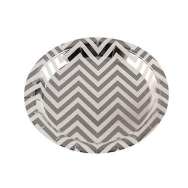 Imagem de Prato Papel Biodegradável Missoni Prateado - 10 unidades - 18 cm - Sil