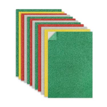 Imagem de Pacote com 12 folhas autoadesivas de espuma de glitter para artesanato, adesivos de papel de espuma A4 de EVA de 2 mm para projetos de artesanato DIY, scrapbook, projetos escolares, decoração de festa