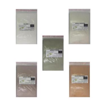 Imagem de Kit Argila 500G Dolomita Branca Verde Roxa Marrom - Pem Cosméticos