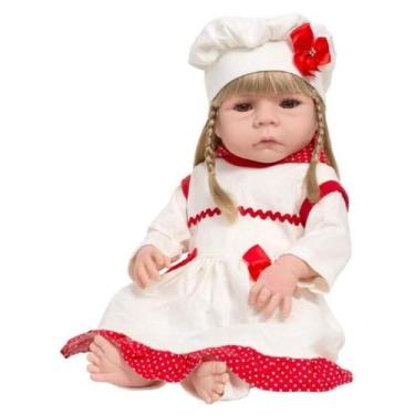 Imagem de Bebê Reborn Loira Realista Vestido Vermelho Enxoval Completo - Cegonha