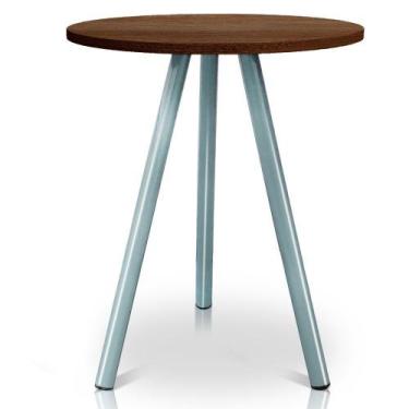 Imagem de Mesa de Canto Lateral Atlanta Tripé Redonda Tampo em MDF - Prata e Vil