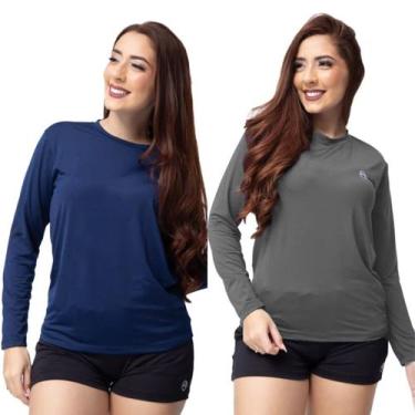 Imagem de Kit 2 Blusas Termicas Feminina Uv50+ Segunda Pele Proteção Solar - DMR