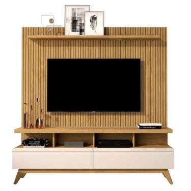 Imagem de Rack + Painel CLAS Ripado Acabamento em Alto Relevo 1,60m Modelo Retrô