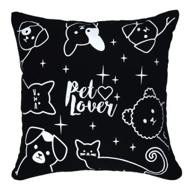 Imagem de Almofada Preta Pet Love 40x40cm - Serigrafada Frente e Verso - FASTLAR