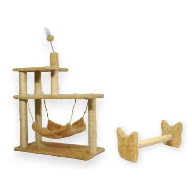 Imagem de Arranhador Para Gatos 3 Plataformas Rede E Brinquedos Poste Sisal Cara