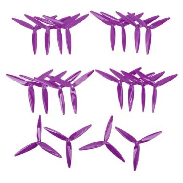 Imagem de Hélice de 3 Lâminas, 10 Pares de Hélice de Três Lâminas de Substituição 7040, Controle de Vôo Eficiente e Estabilidade para Drone FPV de 7 e 8 Polegadas (Roxo)