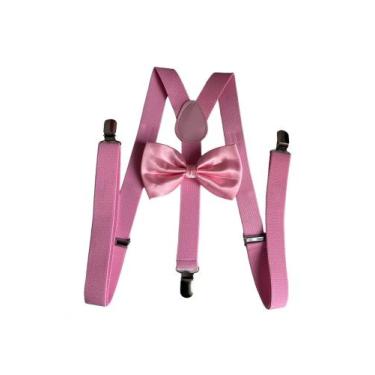 Imagem de 5 Kits Suspensório + Gravata Borboleta Adulto - STYLESTORE, Rosa, Infa