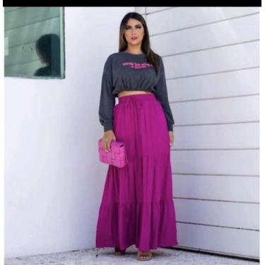 Imagem de Saia 3 Tres Marias Longa Femenina Modelo Soltinho em Tecido Viscolinho