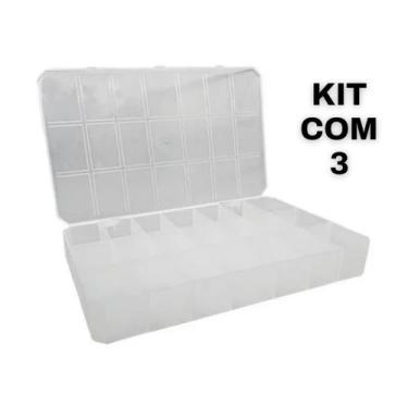 Imagem de Caixa Organizadora 21 Divisórias Plástica Transparente com Trava e Tam