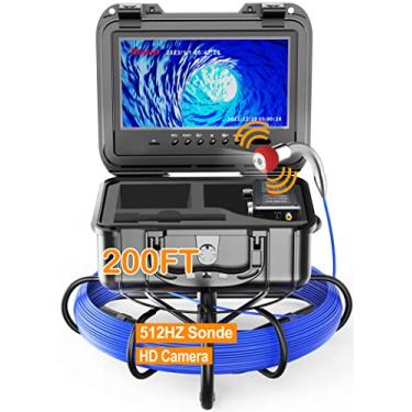 Imagem de anysun Câmera de Esgoto 200 Pés com Transmissor de Sonda de 512 Hz, Inspeção de Drenagem de Tubo de Tela Hd de 9 "Com Luz de 12 Unidades, Gravador Dvr com Cartão de 32 Gb, Câmera de Encanamento À Prov