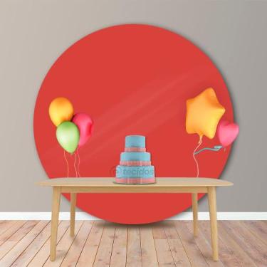 Imagem de Painel Redondo em Tecido Oxford Vermelho Liso, 1,50, 1,50