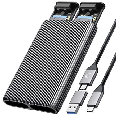 Imagem de ORICO Dual M.2 Nvme com Gabinete Sata Ssd, Adaptador Usb C para M2 para M Key Pcie e B + M Key 2230/2242/2260/2280 M.2 Ssds, Instalação Sem Ferramentas Alumínio M.2 Suporte para Leitor Guarnição e Uas