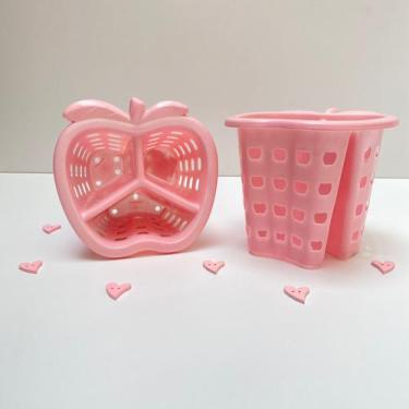 Imagem de Porta Talher Escorredor Plástico Maça - Rosa - plastutti