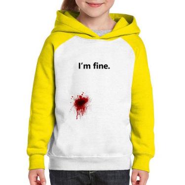 Imagem de Moletom Infantil I'm fine - Foca na Moda, Branco, Amarelo, 4