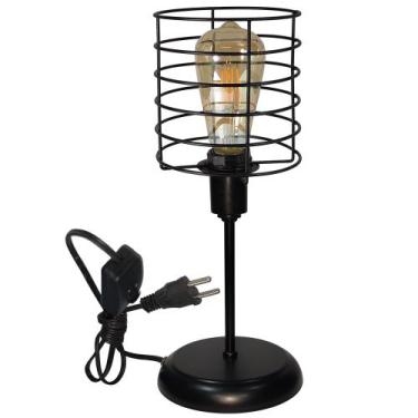 Imagem de Luminária Mesa Abajur Clássico Aramado Chochin Preto P/LED - Jota Ilum