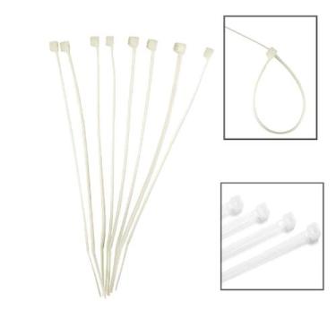 Imagem de Abraçadeira Nylon 7,6x400mm C/50 Pcs Fios Cabos - EDA, Branco