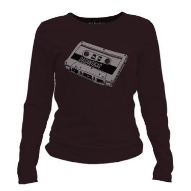 Imagem de Camiseta manga longa feminina - Fita K7. - DASANTIGAS, Nutmeg, Nutmeg,