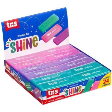 Imagem de Borracha Colorida TRIS Shine Glitter em 3 Cores Sortidas - Display com