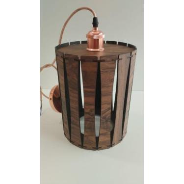 Imagem de Luminária Teto tipo Pendente em MDF Amadeirado - JK ACRILICOS - jkacri