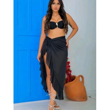 Imagem de Saída De Praia Canga Com Babado Longa Amarração Pareô Verão - estacaom