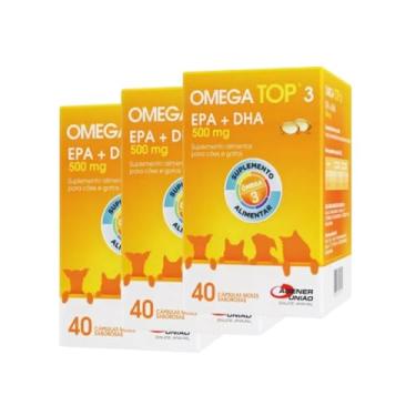 Imagem de Kit 3 Omega Top 3 500 mg Suplemento Alimentar para Cachorro cão cães e gatos