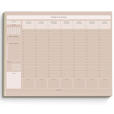 Imagem de Bloco de notas semanal para agenda, agenda diária, agenda semanal, bloco de anotações, agenda de tarefas, agenda TDAH | 50 folhas de rasgar sem data | A4 (Lux)